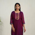 Purple - gota work mercerised cotton straight dharwad kurta