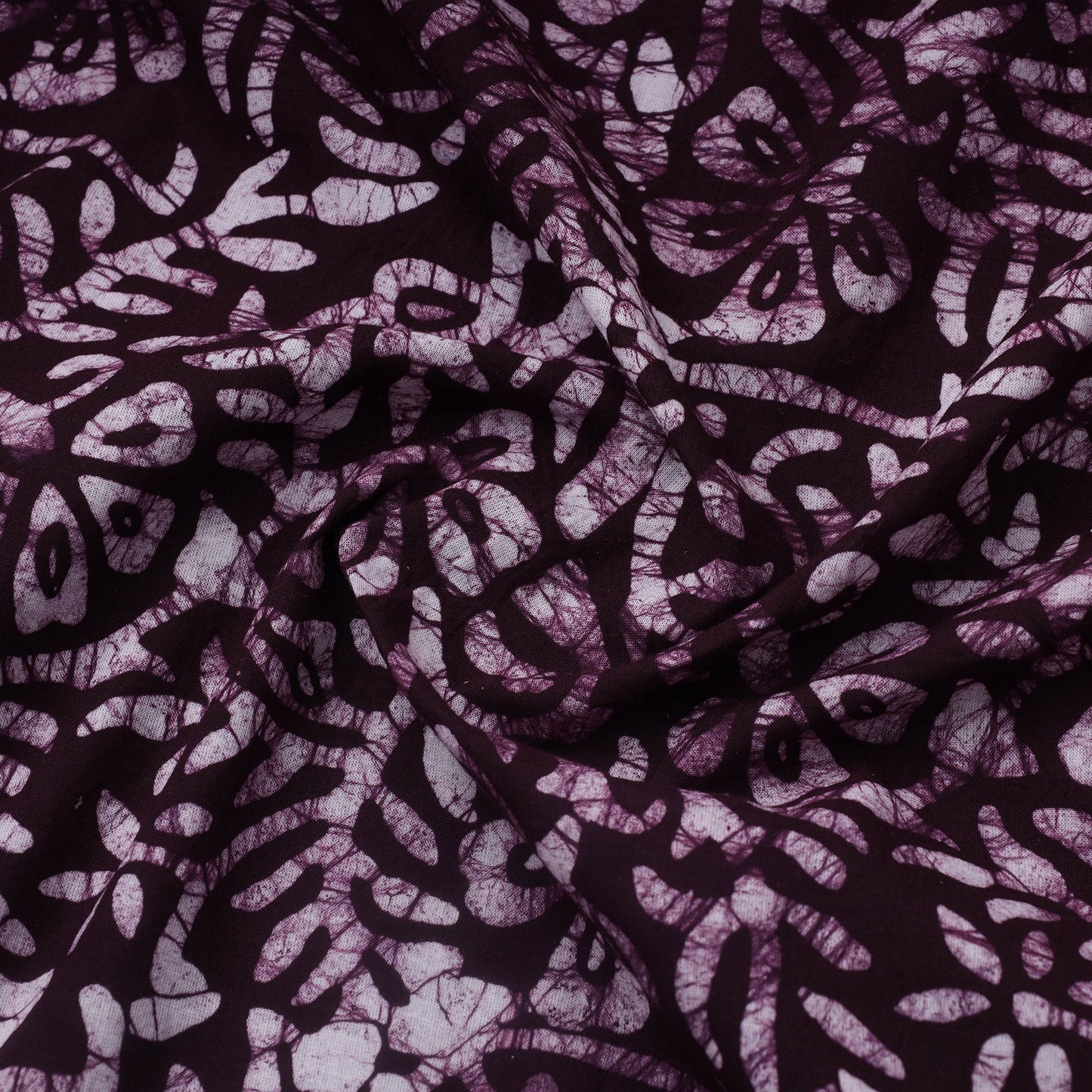 Purple Hand Batik Print Cotton Fabric