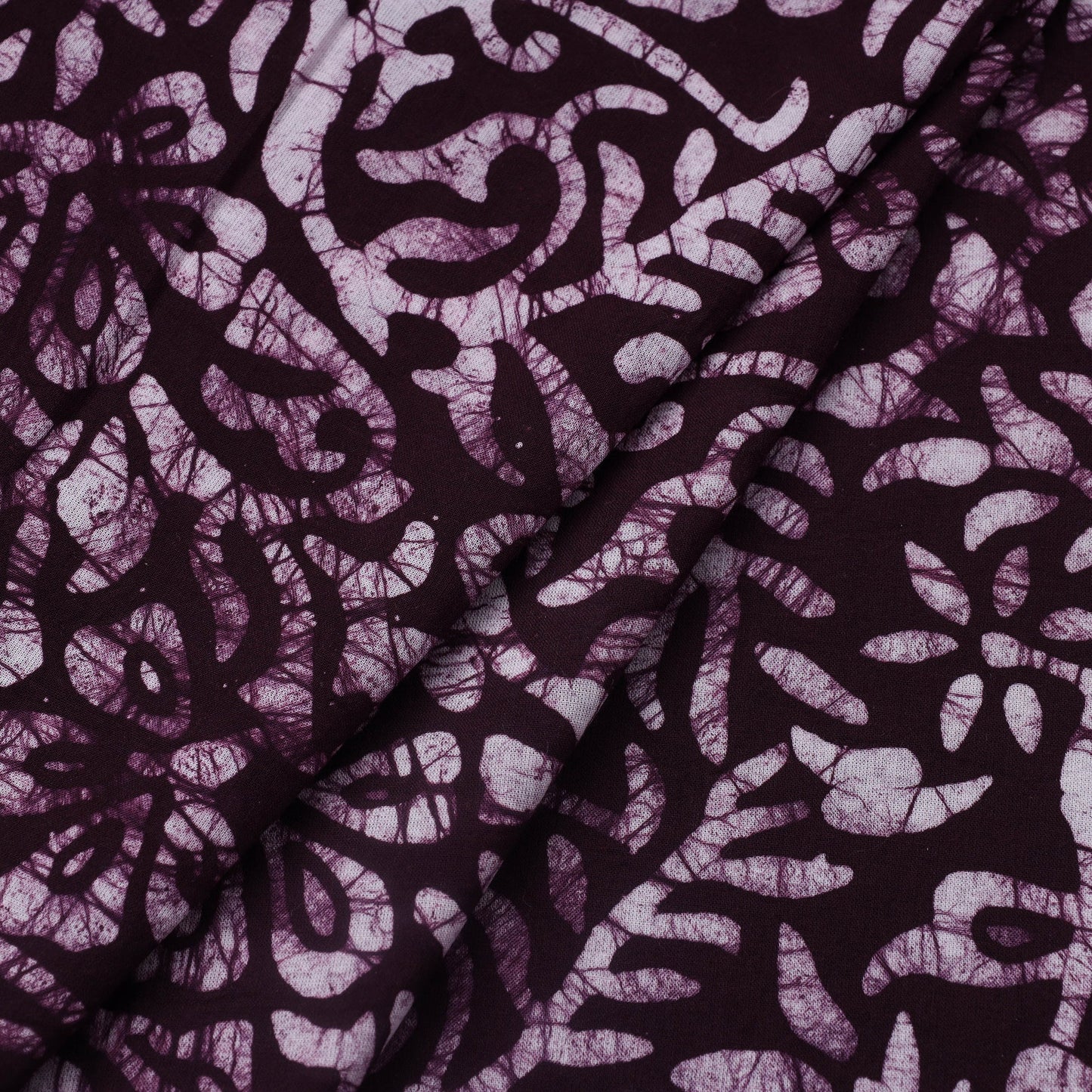 Purple Hand Batik Print Cotton Fabric