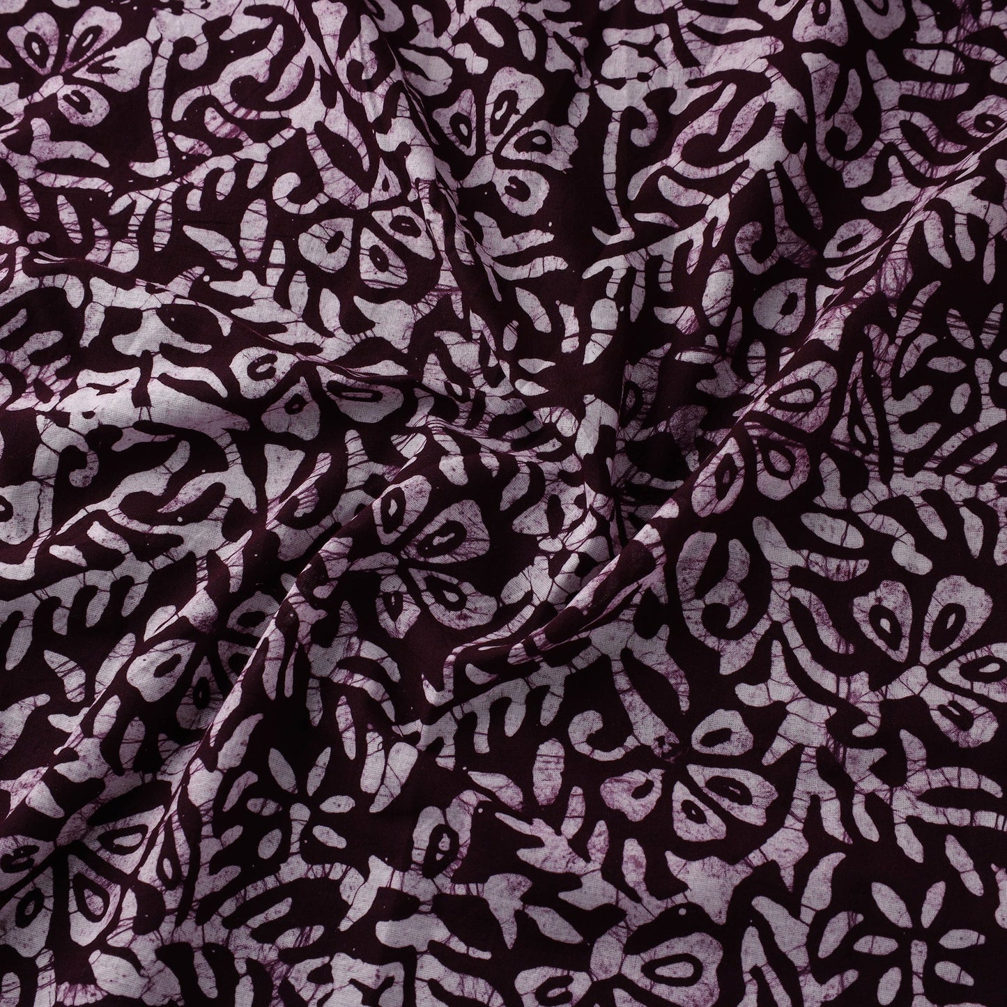 Purple Hand Batik Print Cotton Fabric