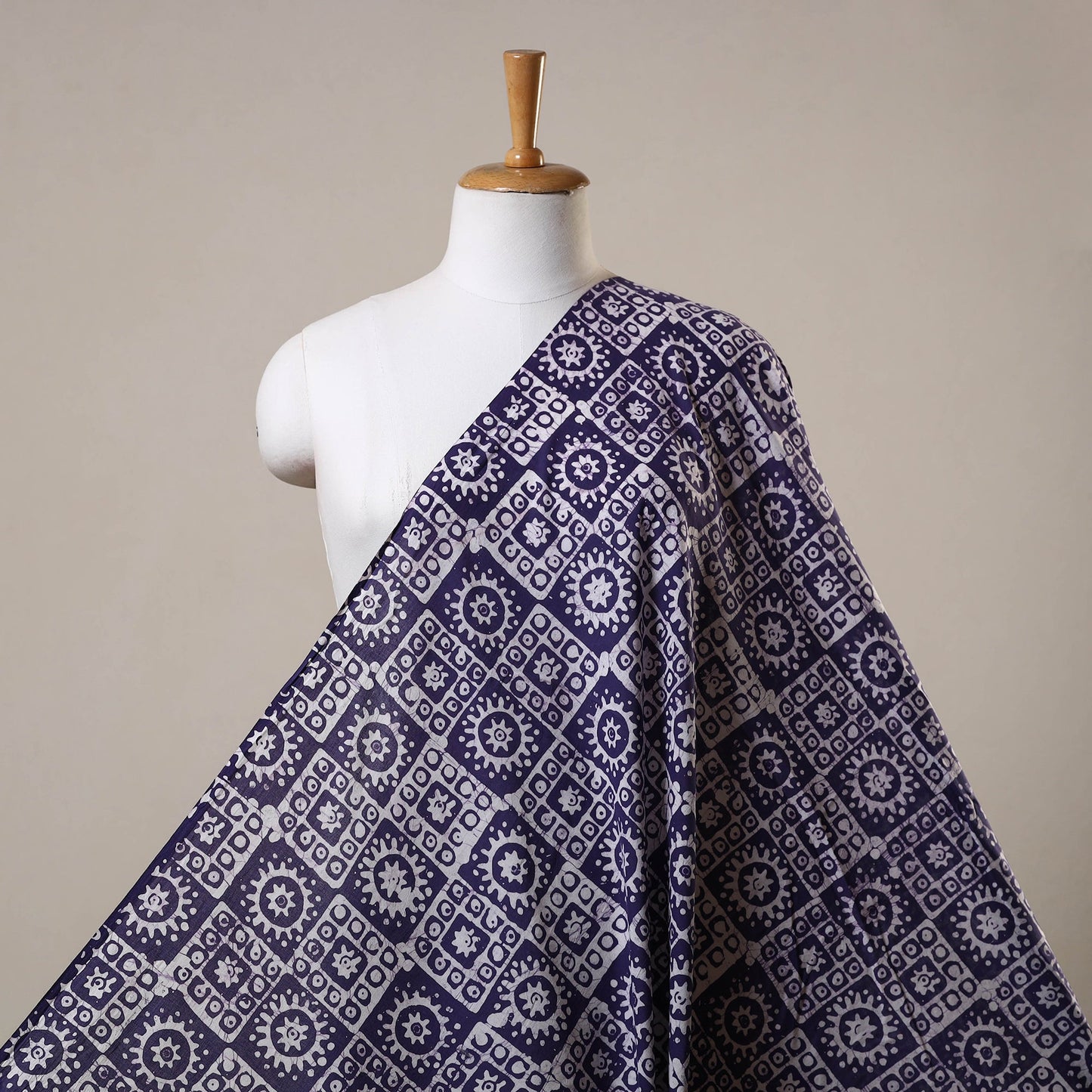 Purple Hand Batik Print Cotton Fabric