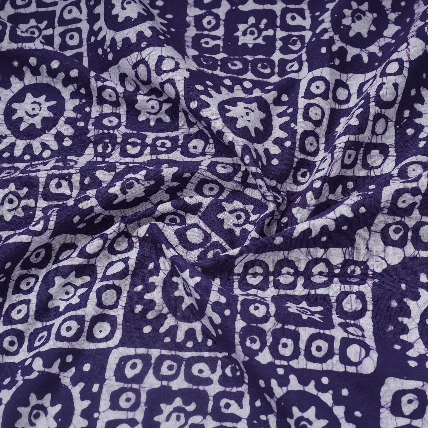 Purple Hand Batik Print Cotton Fabric