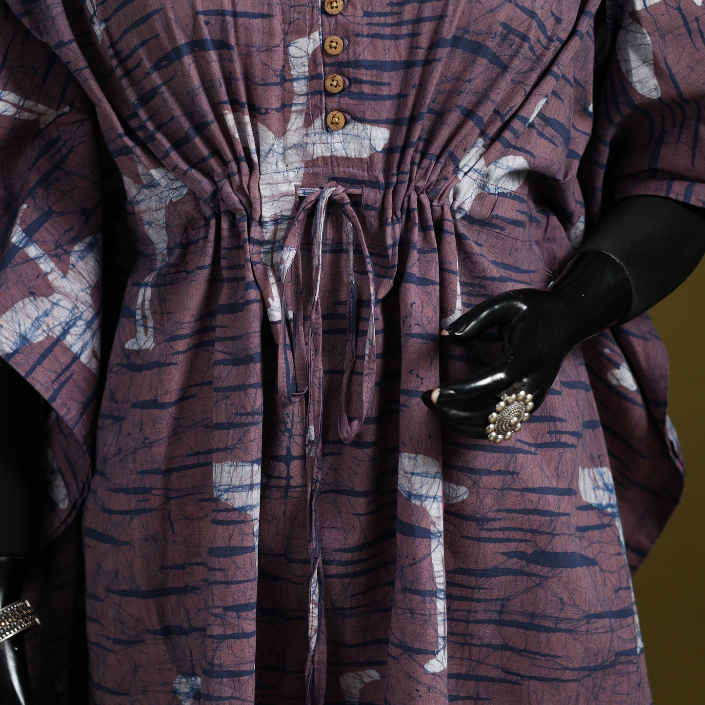 Hand batik cotton medium kaftan 36 - handcrafted