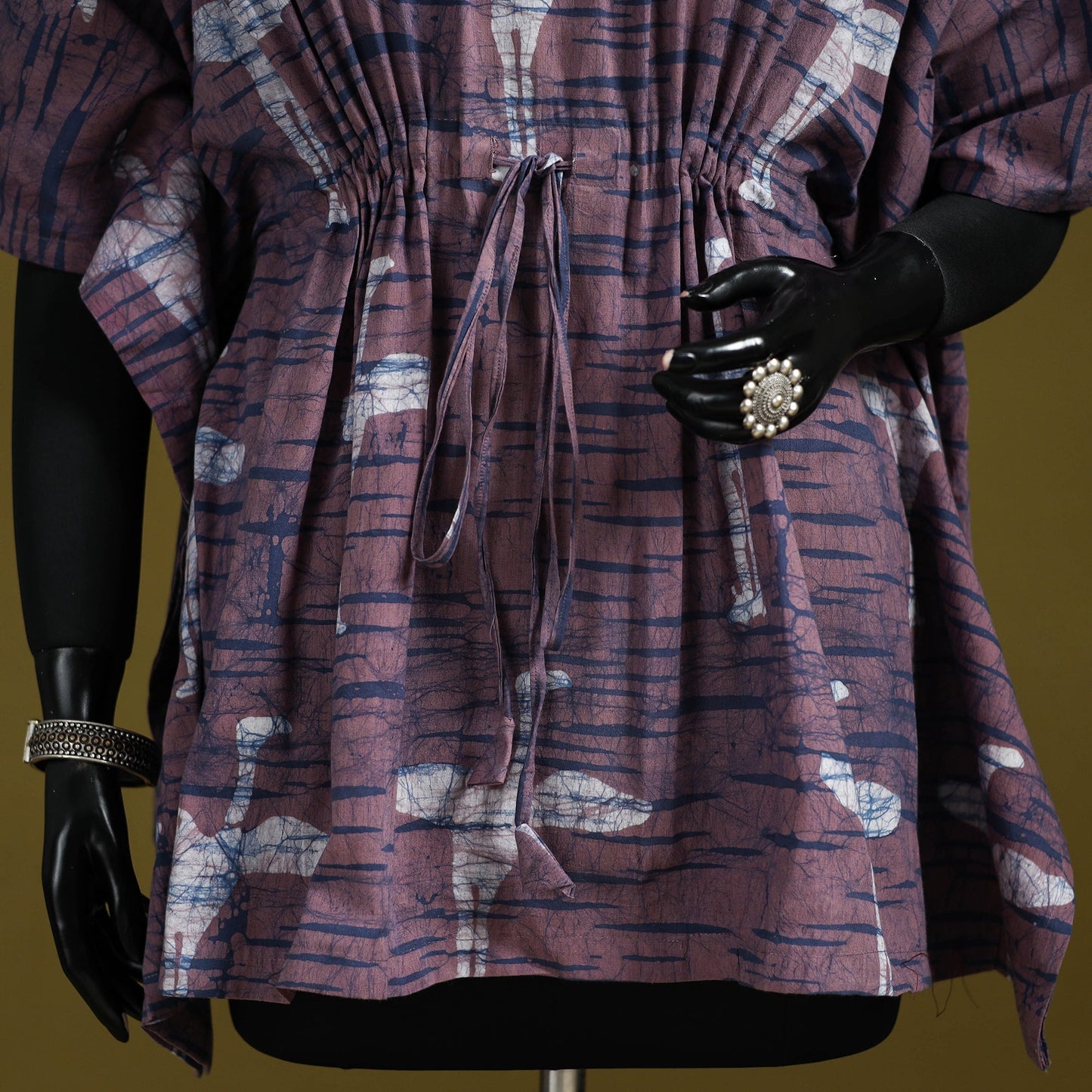 Hand batik cotton short kaftan 26 - handcrafted