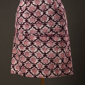 Purple Batik Print Cotton Apron with Pocket