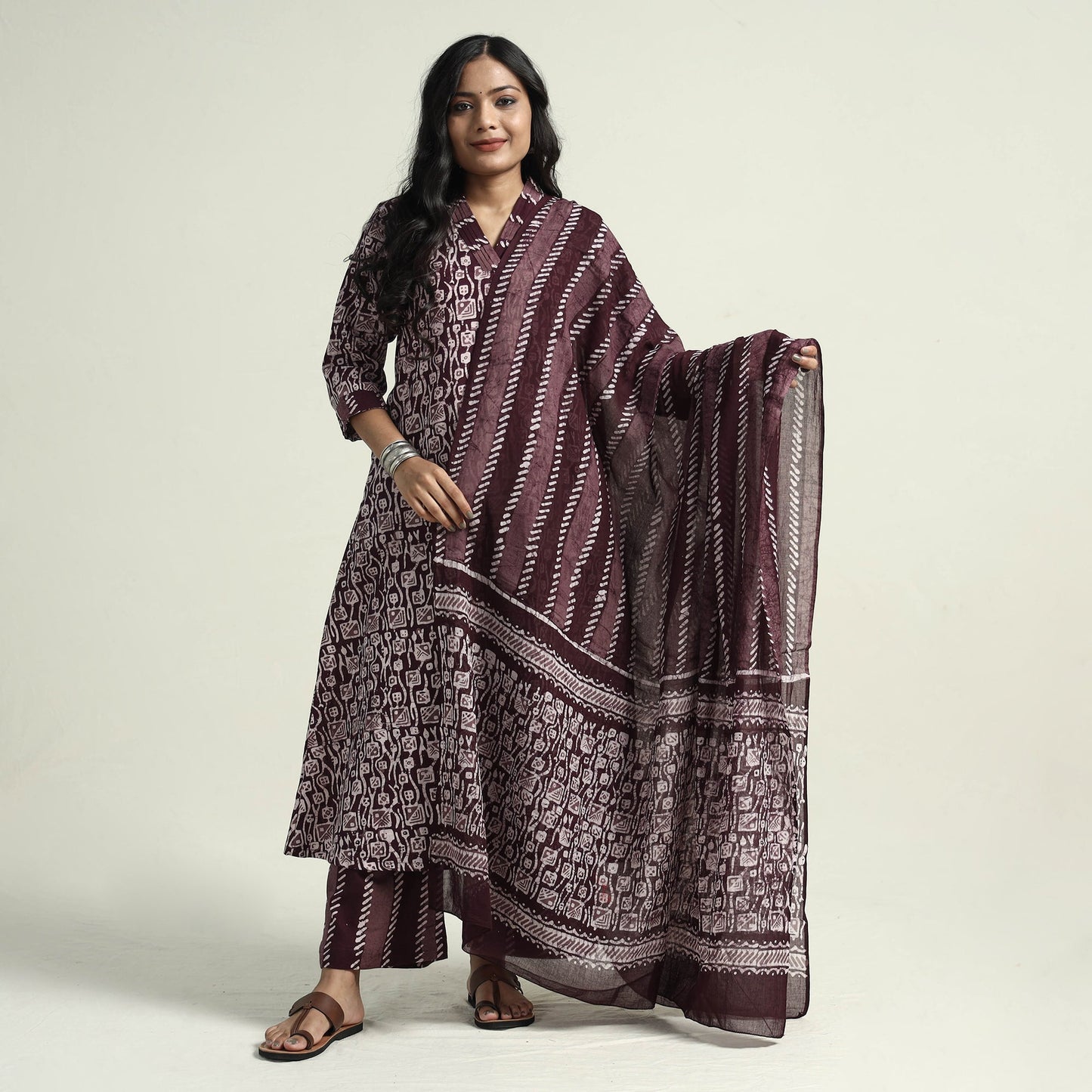Batik Kurta with Palazzo & Dupatta Set

