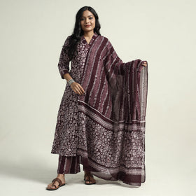 Batik Kurta with Palazzo & Dupatta Set
