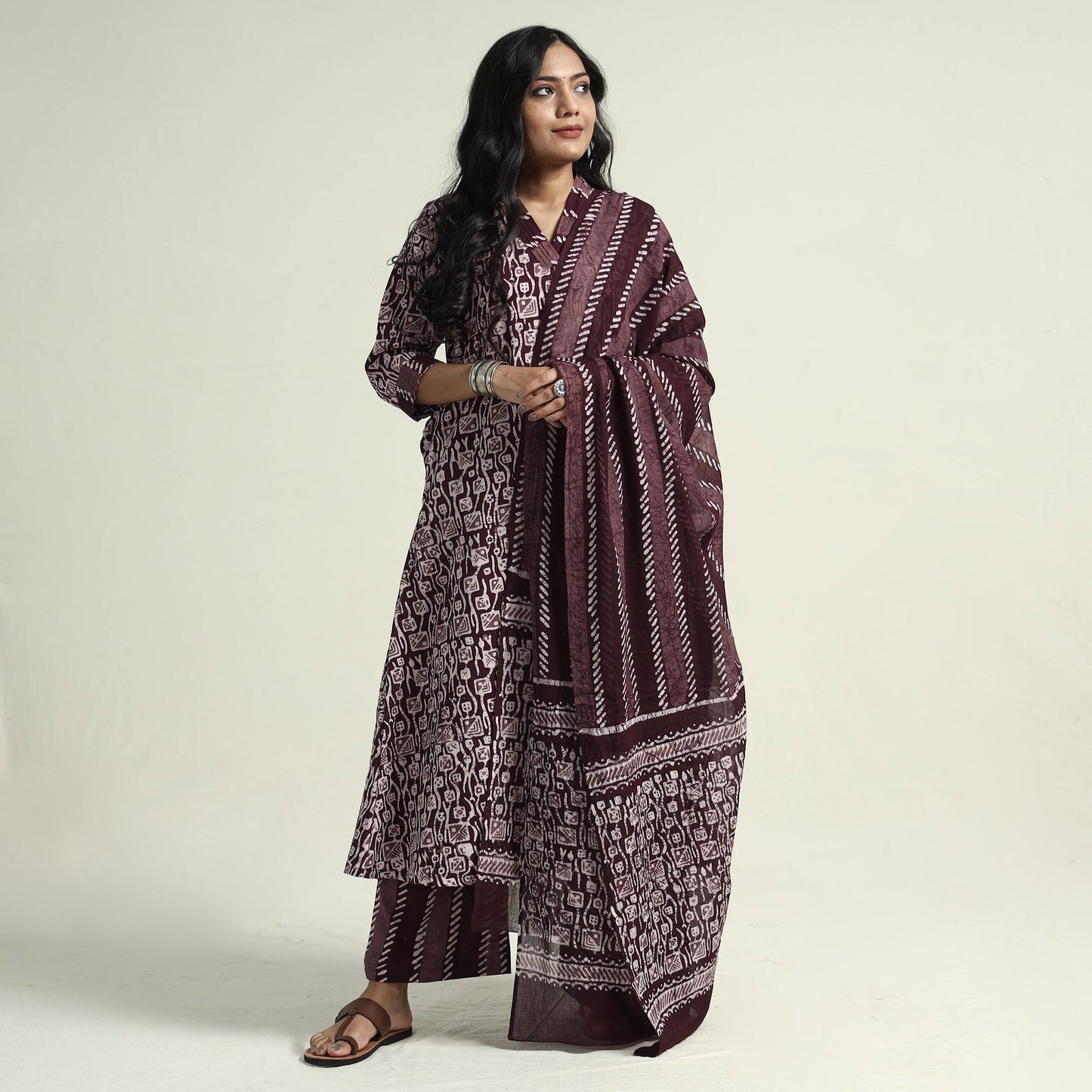 Batik Kurta with Palazzo & Dupatta Set
