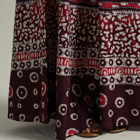 Purple Hand Batik Printed Running Stitch Cotton Long Skirt