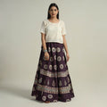 Buy Hand Batik Printed Running Stitch Cotton Long Skirt 24 Online l iTokri.com