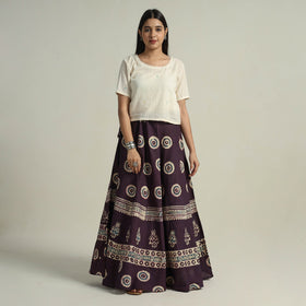 Buy Hand Batik Printed Running Stitch Cotton Long Skirt 24 Online l iTokri.com