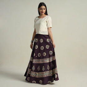 Buy Hand Batik Printed Running Stitch Cotton Long Skirt 24 Online l iTokri.com