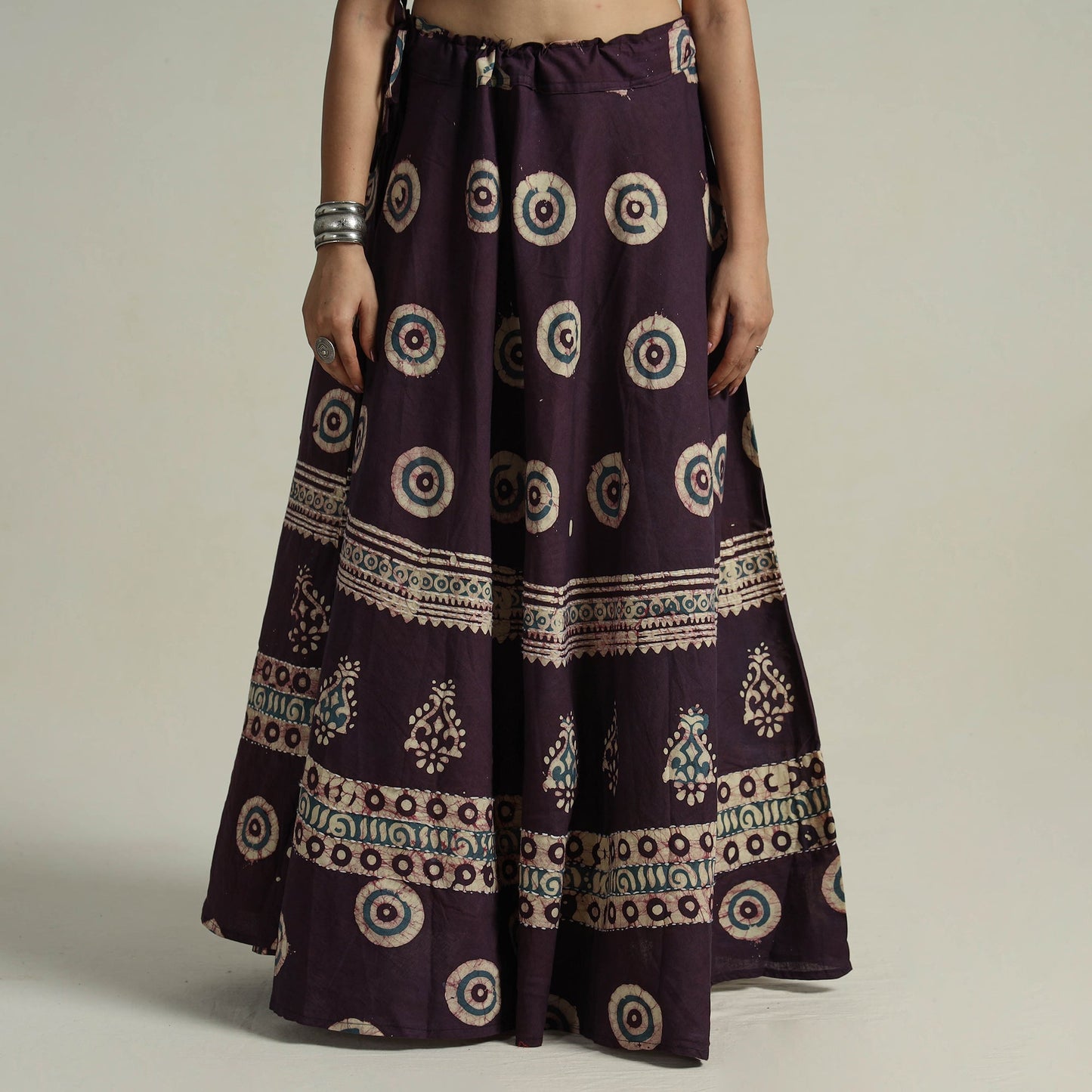 Buy Hand Batik Printed Running Stitch Cotton Long Skirt 24 Online l iTokri.com