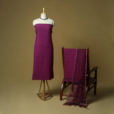 Hand block bagh print cotton 3pc unstitched dress material