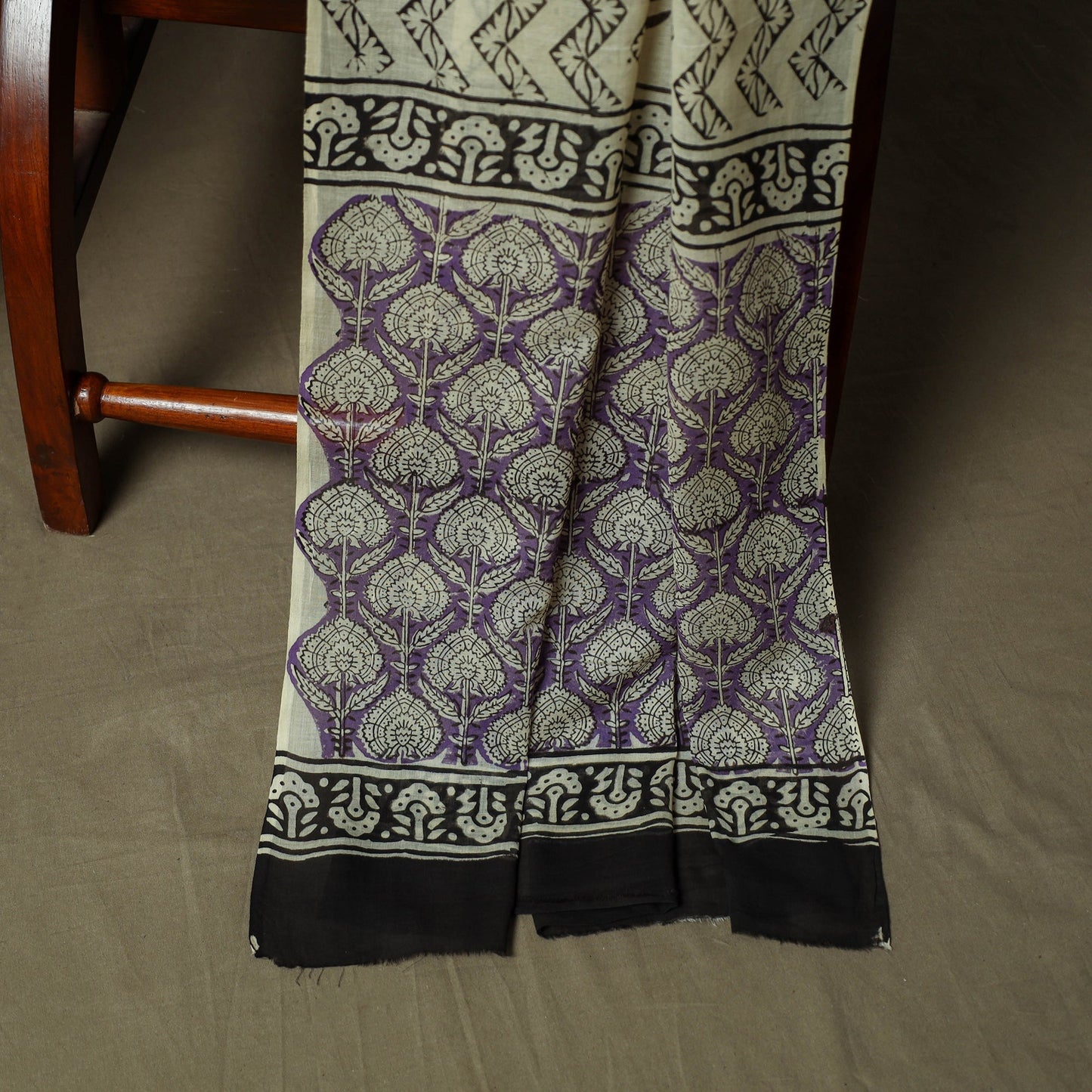 Hand block bagru print cotton 3pc unstitched dress material