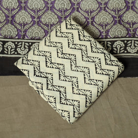 Hand block bagru print cotton 3pc unstitched dress material