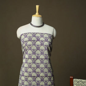 Hand block bagru print cotton 3pc unstitched dress material