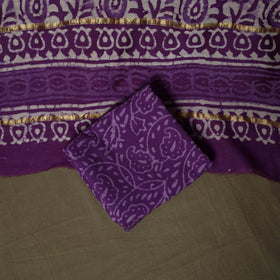 Hand block batik print chanderi silk 3pc unstitched dress