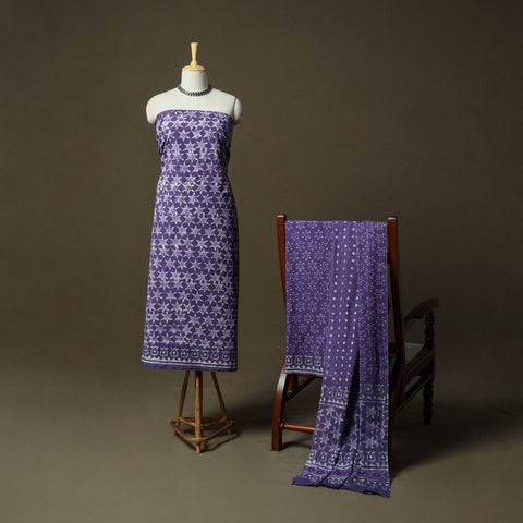 Hand block batik print cotton 3pc unstitched dress material