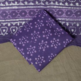 Hand block batik print cotton 3pc unstitched dress material