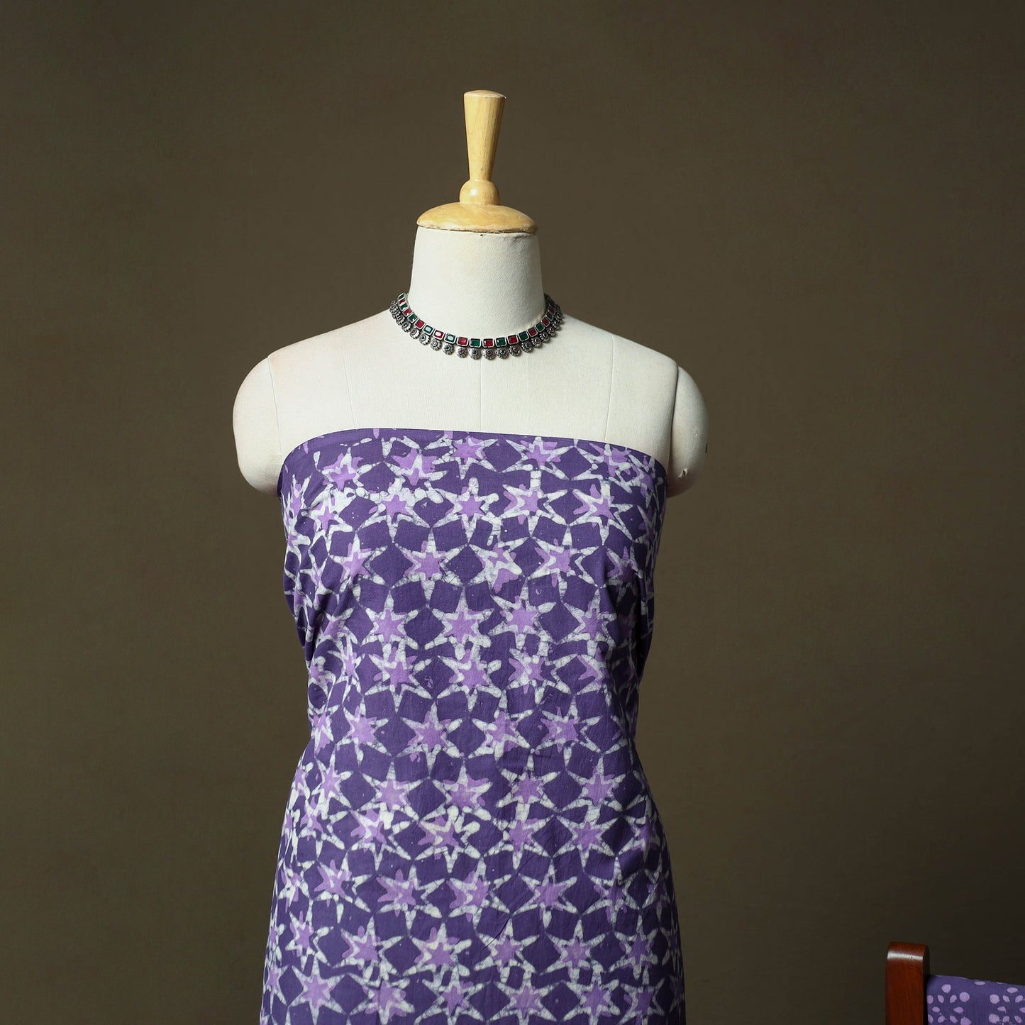 Hand block batik print cotton 3pc unstitched dress material