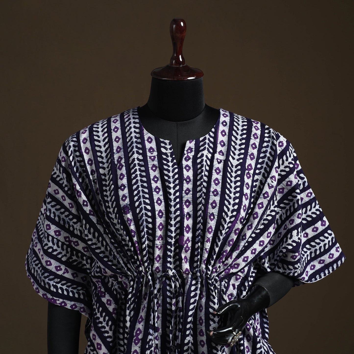 Hand block batik print cotton kaftan (short) 36