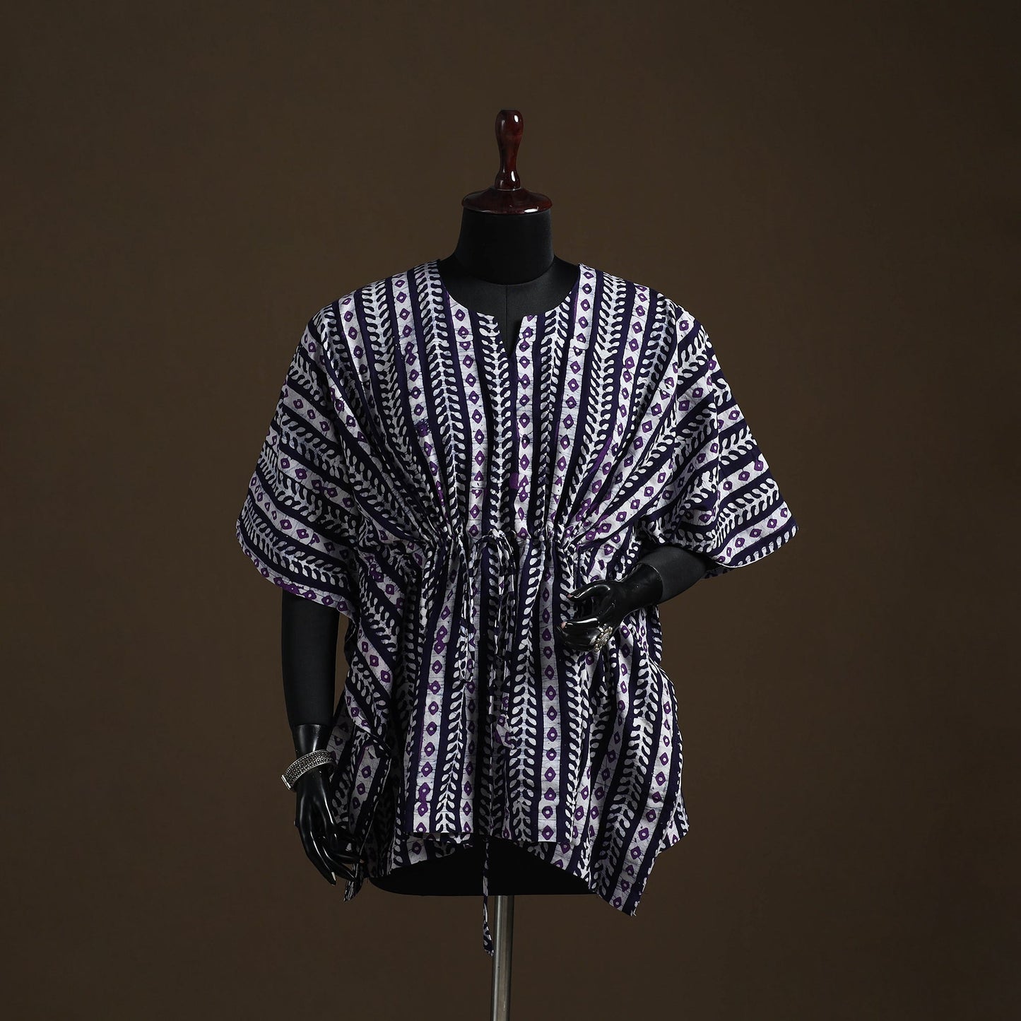 Hand block batik print cotton kaftan (short) 36