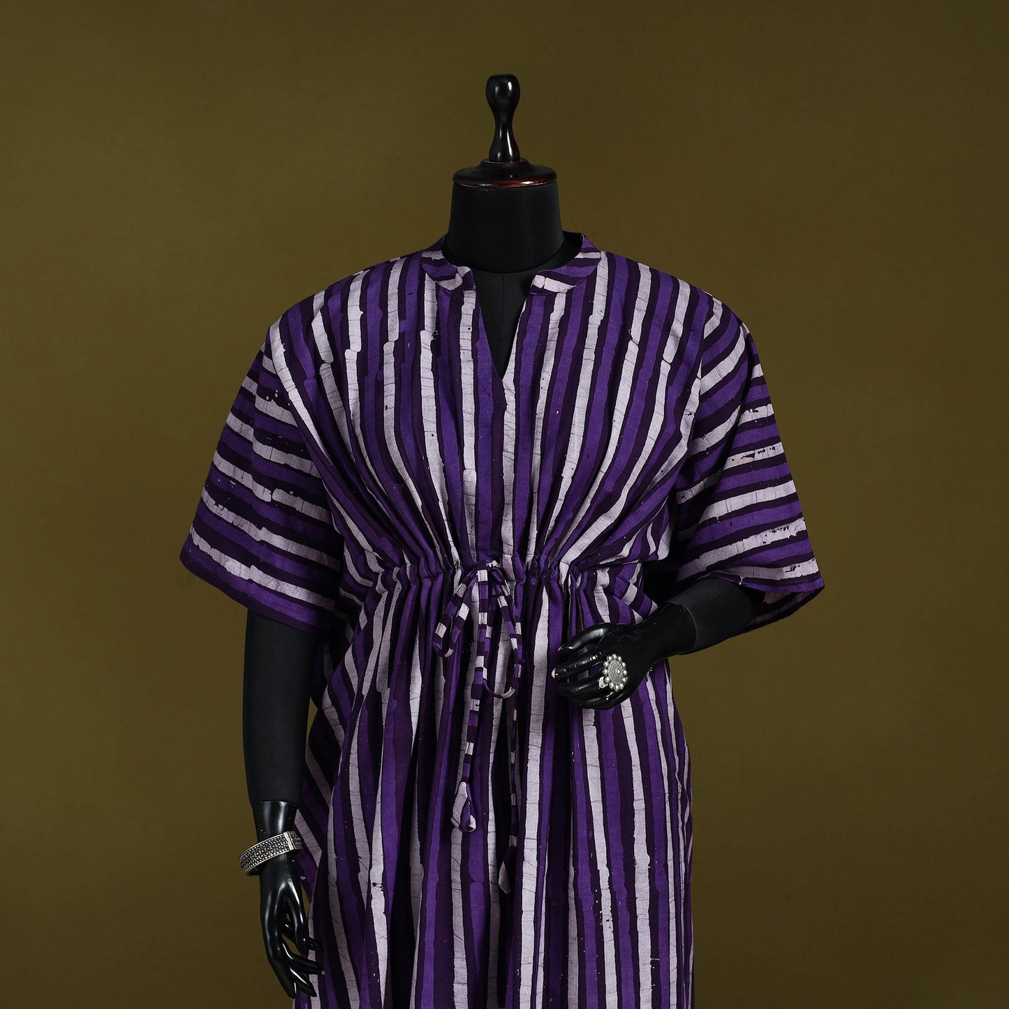 Hand batik cotton long kaftan 03 - handcrafted