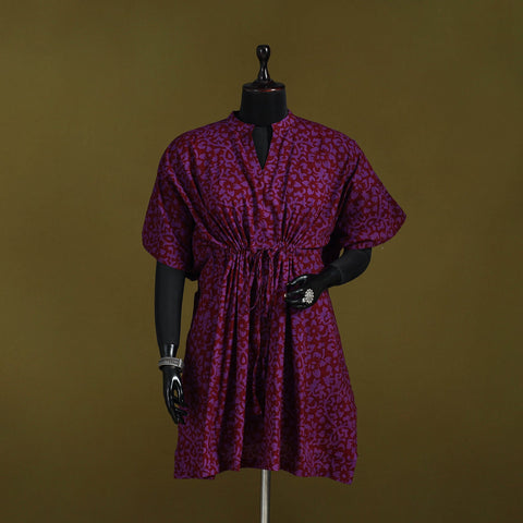 Hand batik cotton medium kaftan 74 - handcrafted