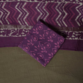 Hand block batik print maheshwari silk 3pc unstitched dress