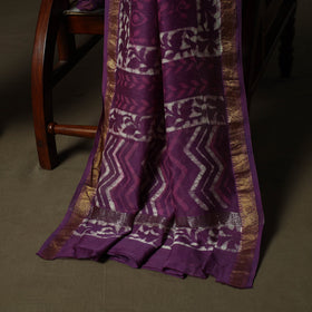 Hand block batik print maheshwari silk 3pc unstitched dress