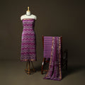 Hand block batik print maheshwari silk 3pc unstitched dress