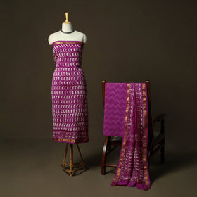Hand block batik print maheshwari silk 3pc unstitched dress