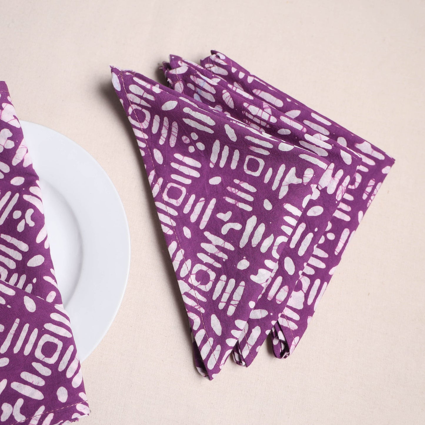 Hand block batik print table napkins (set of 4) 26