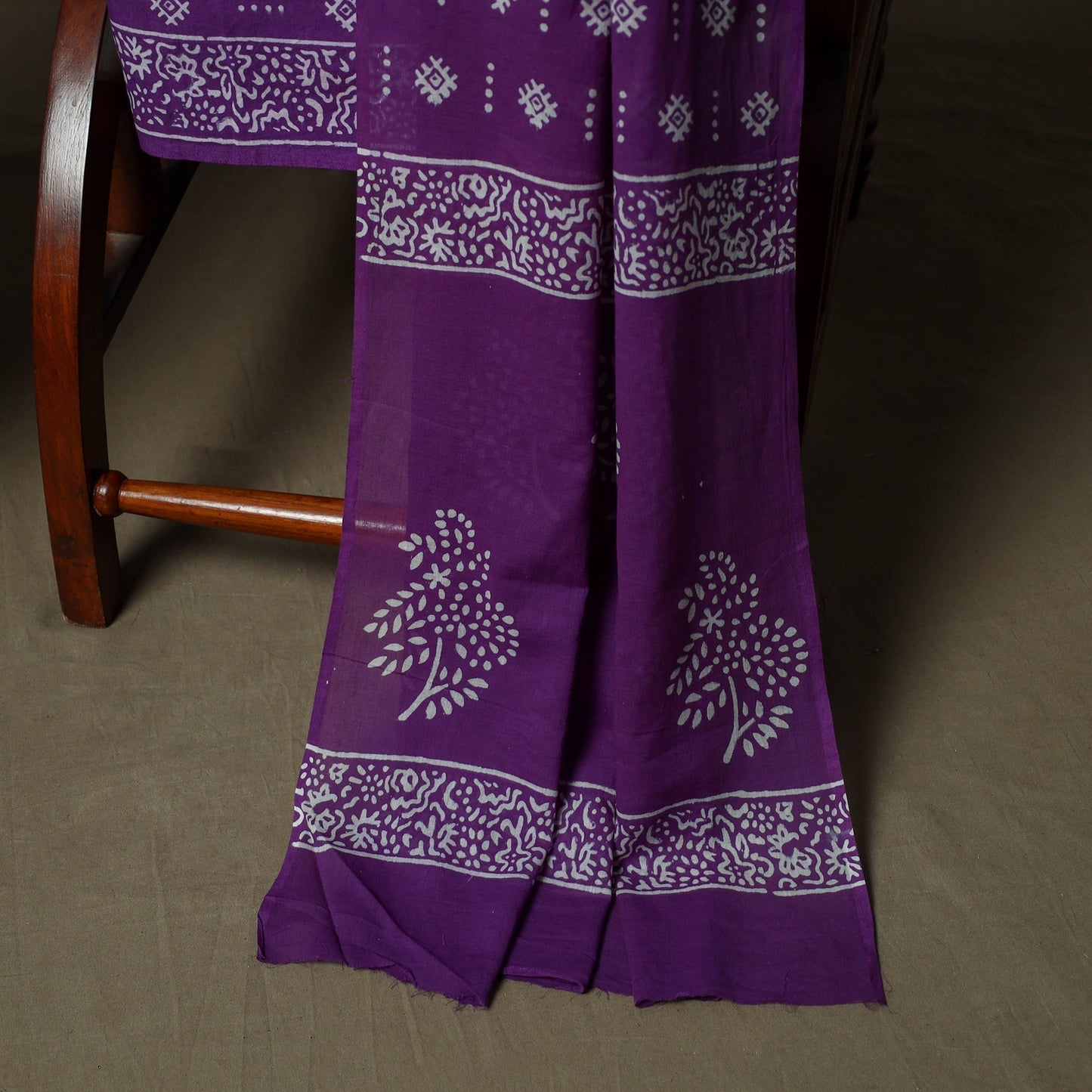 Hand block jaipur print cotton 3pc unstitched dress
