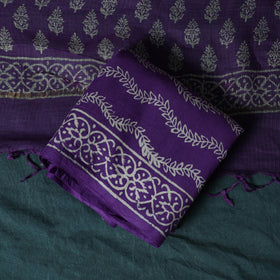 Hand block jaipur print cotton 3pc unstitched dress