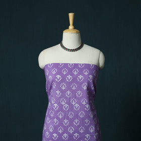 Hand block jaipur print cotton 3pc unstitched dress