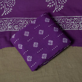 Hand block jaipur print cotton 3pc unstitched dress