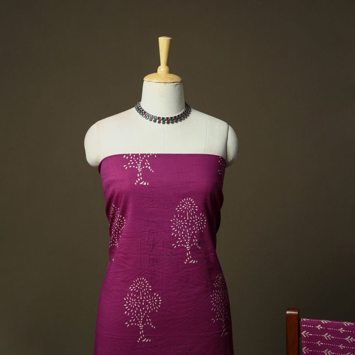 Hand block jaipur print cotton 3pc unstitched dress