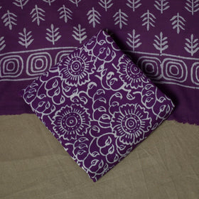 Hand block jaipur print cotton 3pc unstitched dress