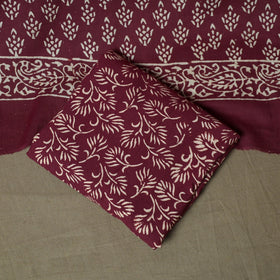 Hand block jaipur print cotton 3pc unstitched dress