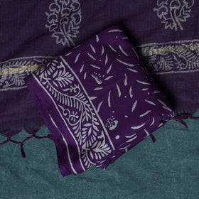 Hand block jaipur print cotton 3pc unstitched dress