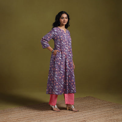 Hand cotton a-line sanganeri kurta for women 15