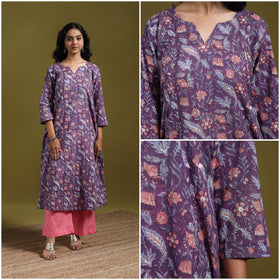 Hand cotton a-line sanganeri kurta for women 15