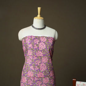 Hand block print cotton sanganeri 3pc unstitched dress