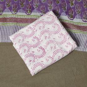 Hand block print cotton sanganeri 3pc unstitched dress