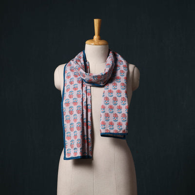 Hand block print cotton sanganeri stole 07 - handcrafted