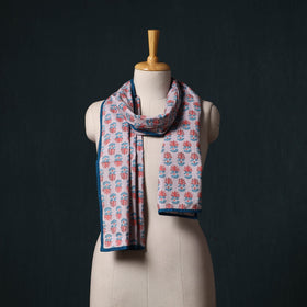 Hand block print cotton sanganeri stole 07 - handcrafted