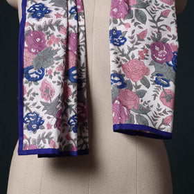 Hand block print cotton sanganeri stole 09 - handcrafted