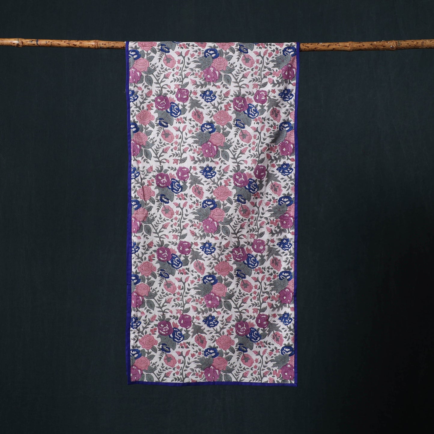 Hand block print cotton sanganeri stole 09 - handcrafted